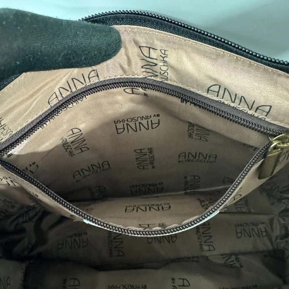 Anna by Anuschka Black/White Floral Leather Hobo Shoulder Bag - Picture 12 of 15